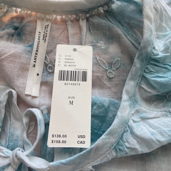 Anthropologie | NTW!! Blue and white dyed Eyelet Blouse - Picture 8 of 8